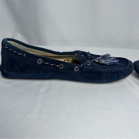Sam Edelman Women's Jaden Dark Blue Suede Leather Tassel Flats Moccasins sz 10 - Picture 4 of 10